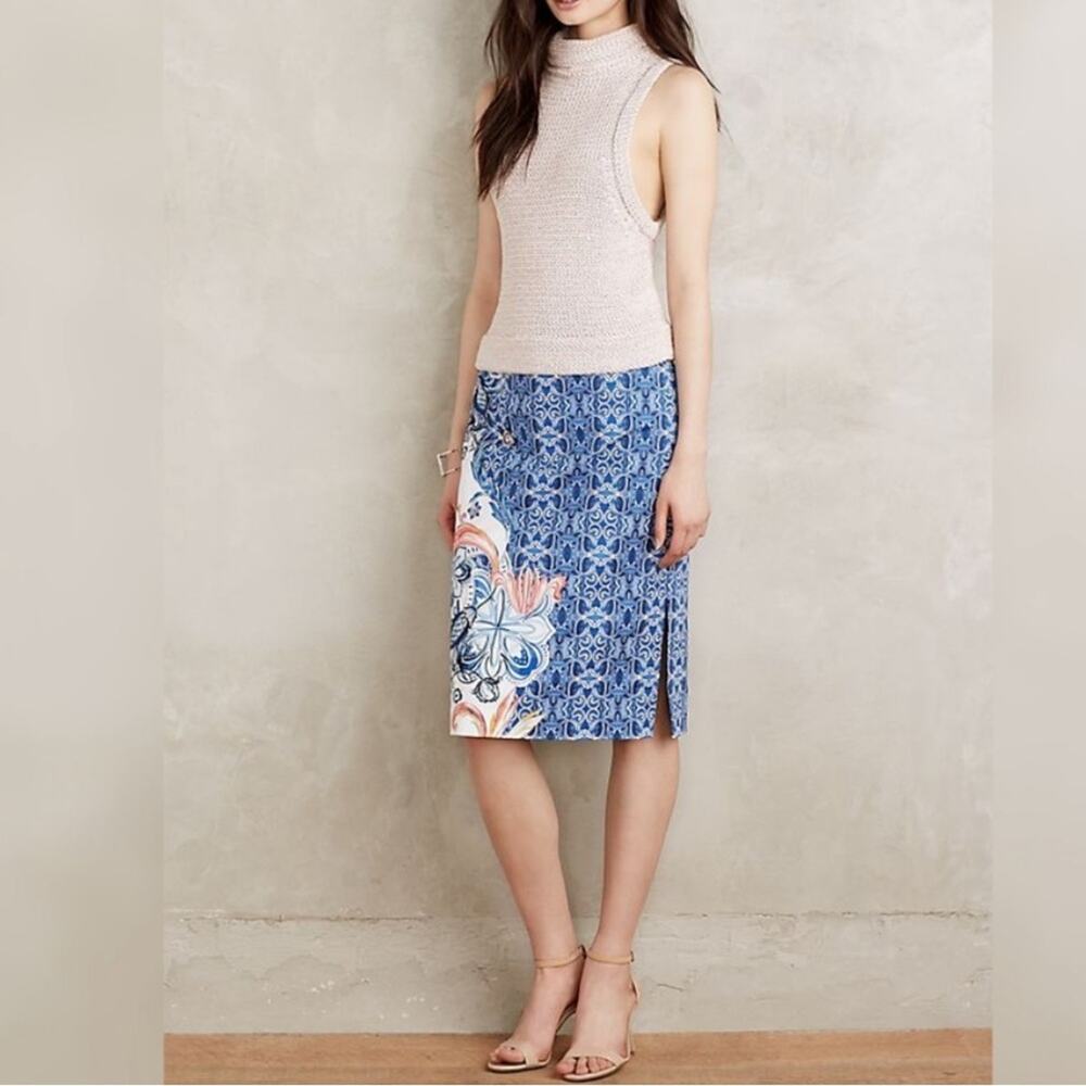 Anthropologie Moulinette Soeurs Becancour Floral Midi Pencil Skirt Size 2 EUC